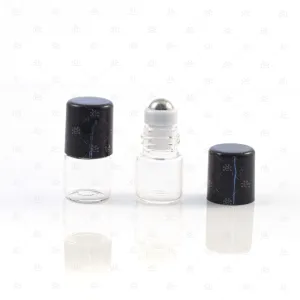 1/4 (1ml) Dram Clear Roller Bottles with Stainless Steel Rollers (5 pack)