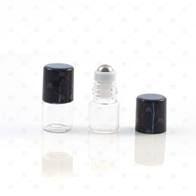 1/4 (1ml) Dram Clear Roller Bottles with Stainless Steel Rollers (5 pack)