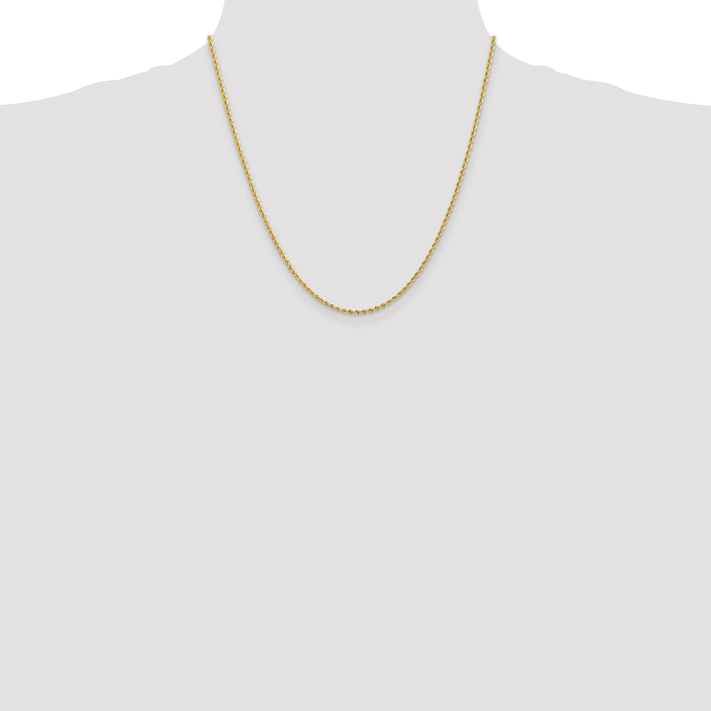 14k Yellow Gold 2.0mm Solid Rope Chain