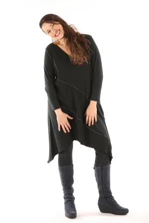 7199 Thermal Asymmetrical Tunic Black UnPrinted