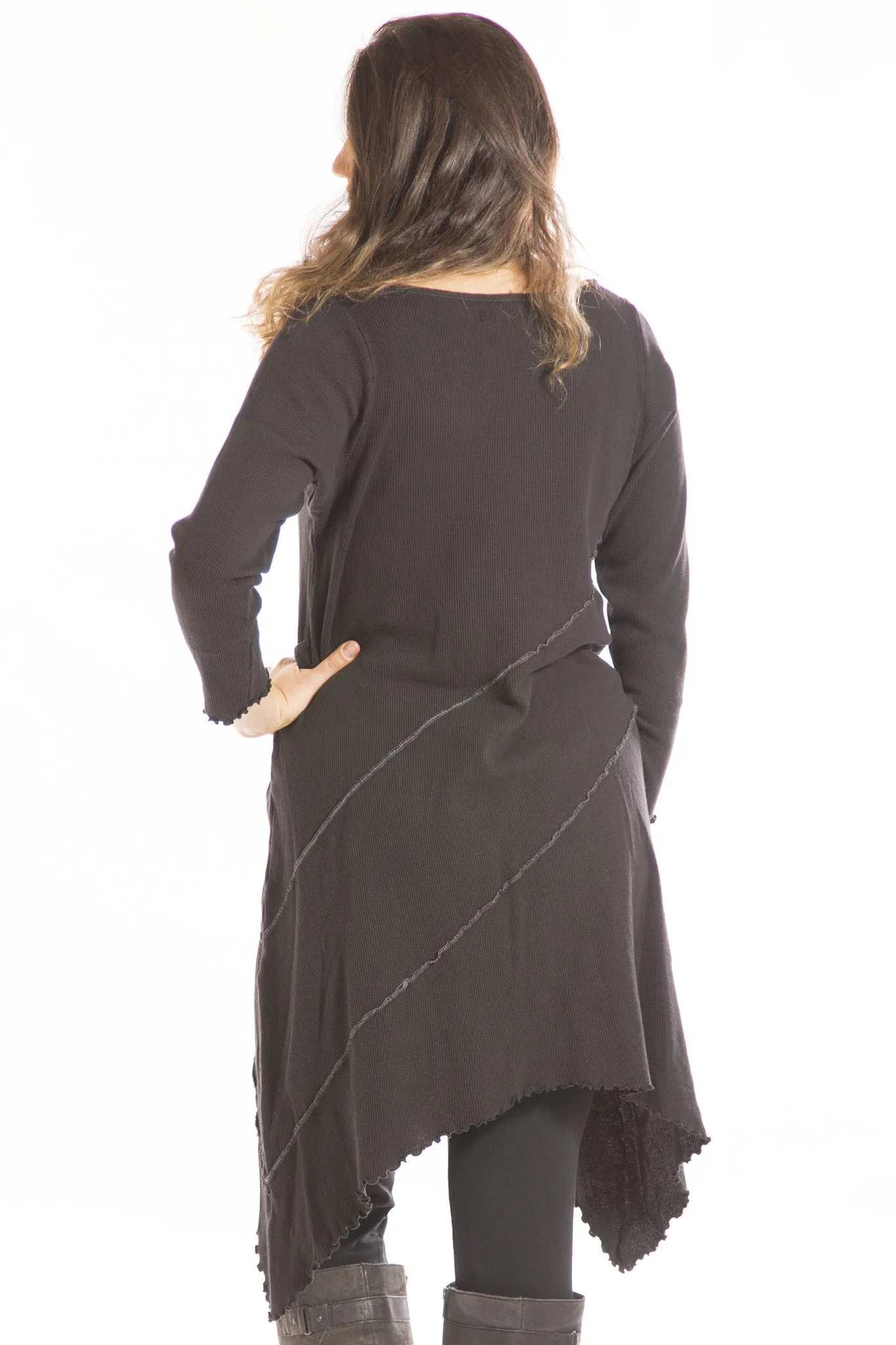 7199 Thermal Asymmetrical Tunic Black UnPrinted