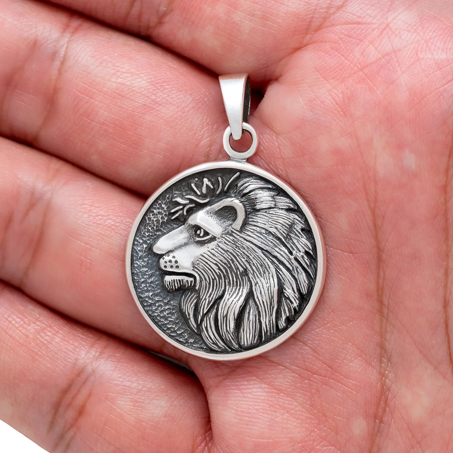 925 Sterling Silver Rastafarian Lion Pendant