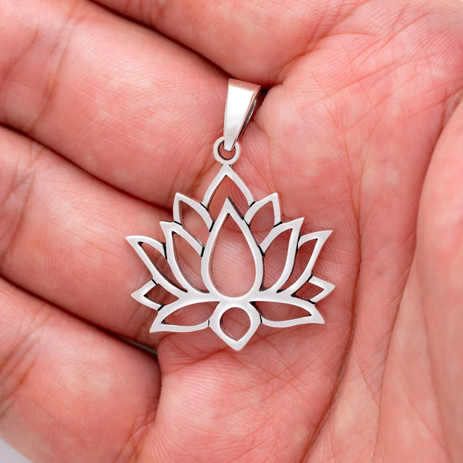 925 Sterling Silver Sacred Lotus Flower Pendant