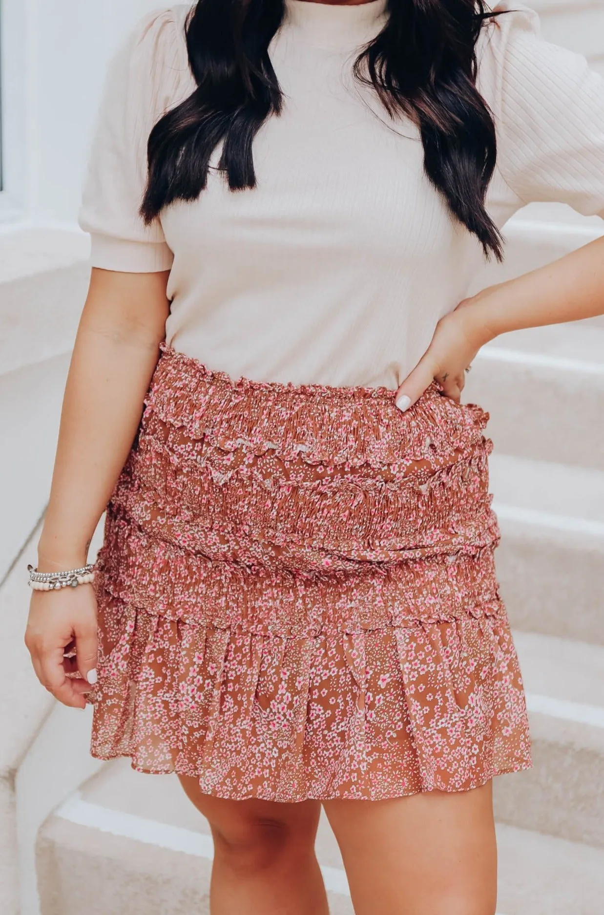 A Ray Of Beauty Smocked Skirt
