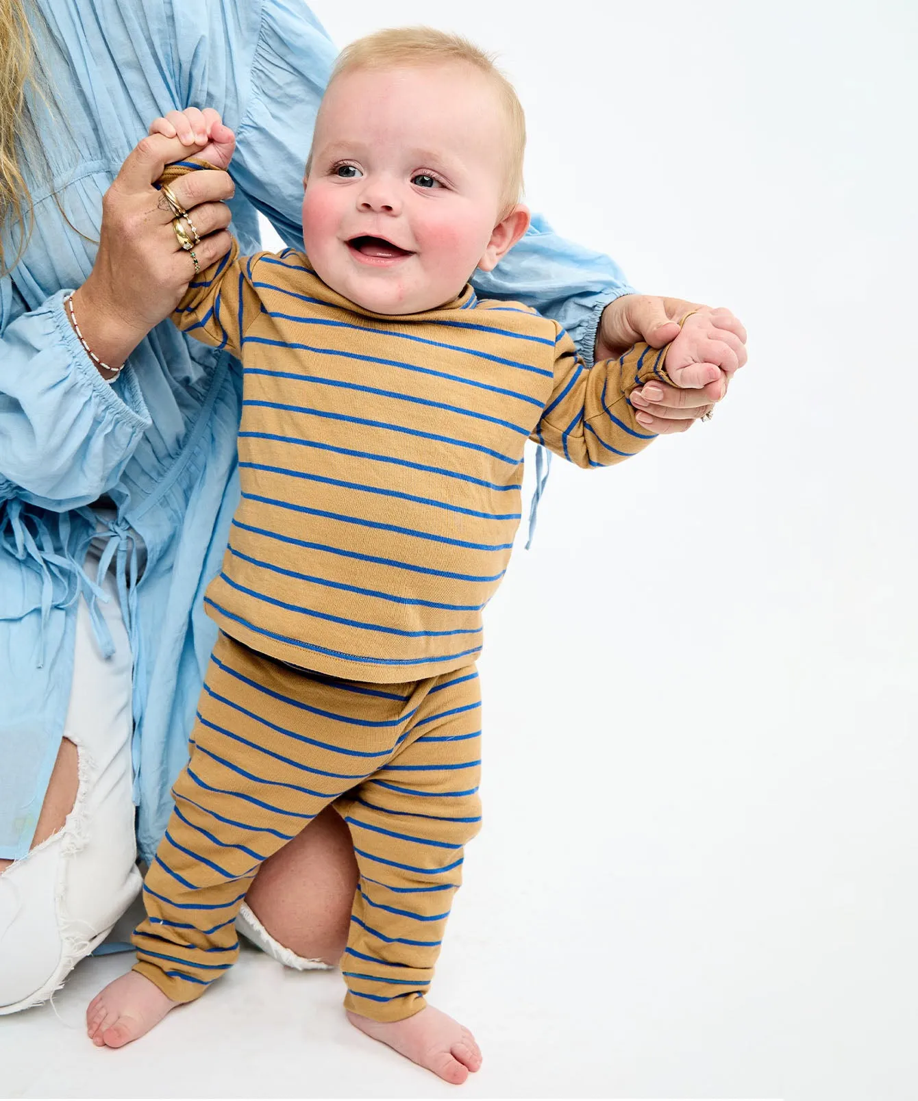 Andy Baby Legging, Camel Fine Stripe