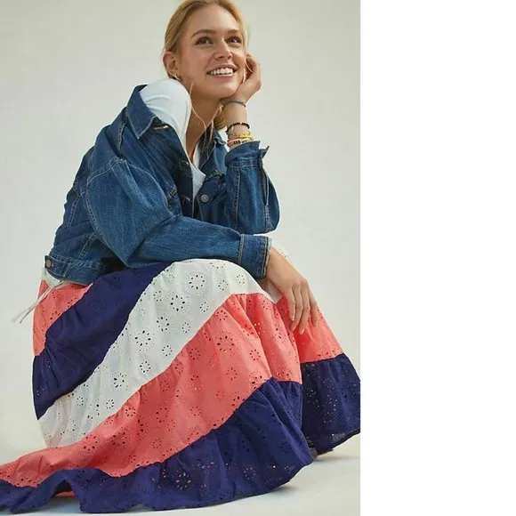 anthropologie Fantine Maxi colorblock skirt