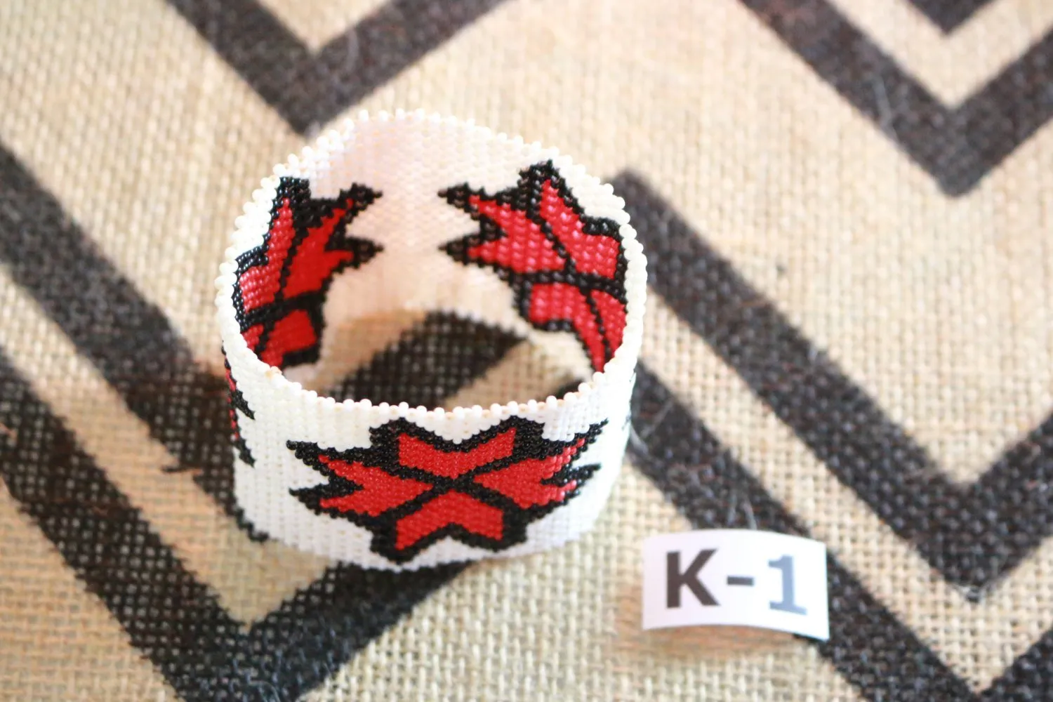 Art# K1  3  inch Original Kayapo Traditional Peyote stitch Beaded Bracelet from Brazil.