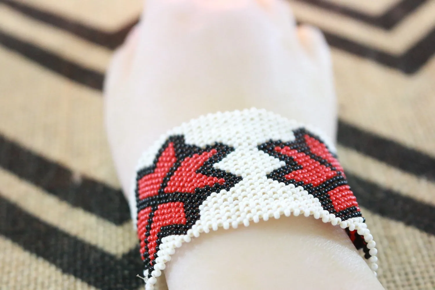 Art# K1  3  inch Original Kayapo Traditional Peyote stitch Beaded Bracelet from Brazil.