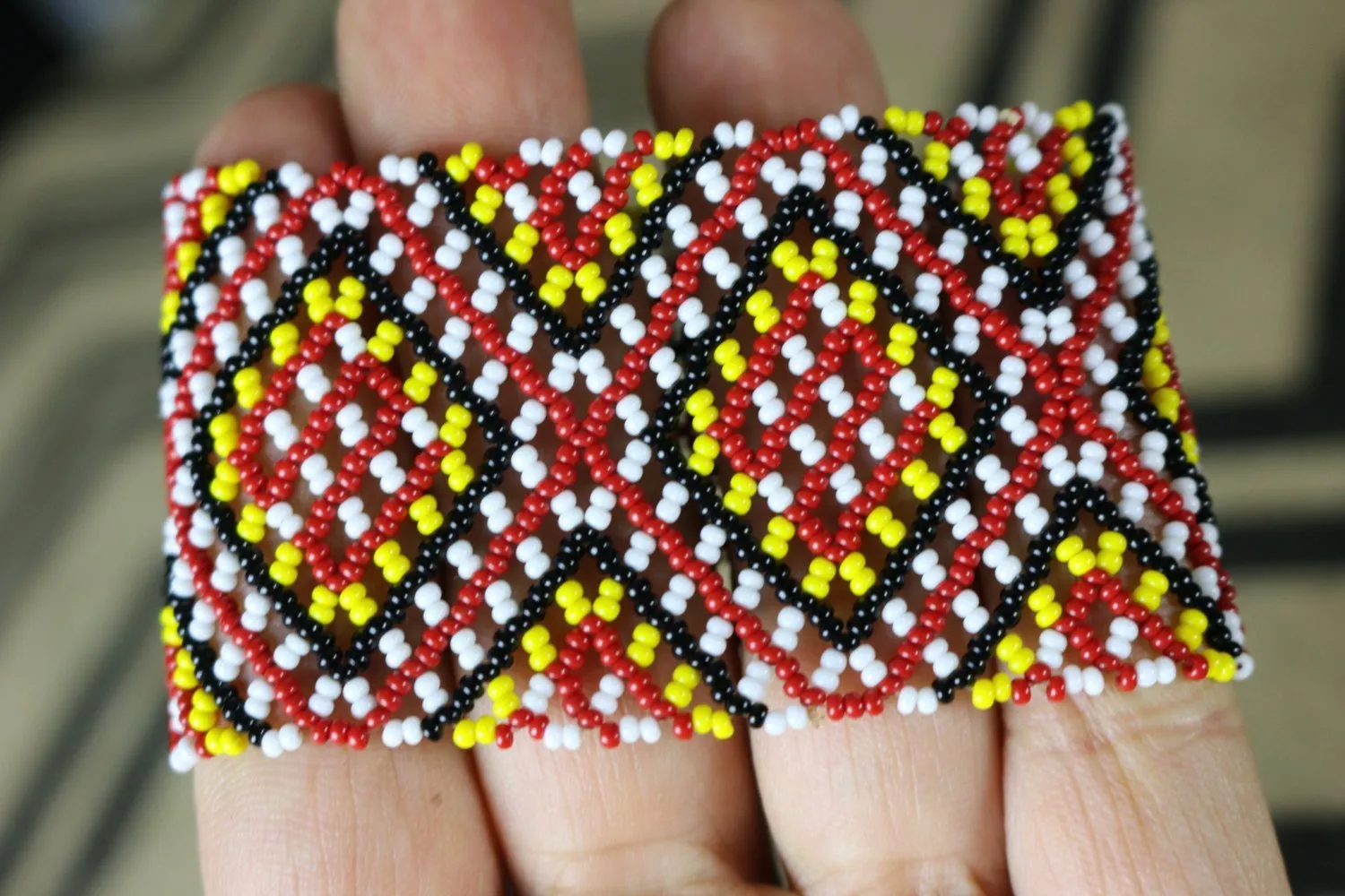Art# K120  3 inch Original Kayapo Traditional Peyote stitch Beaded Bracelet from Brazil.