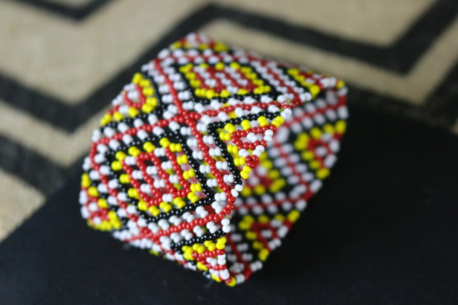 Art# K120  3 inch Original Kayapo Traditional Peyote stitch Beaded Bracelet from Brazil.