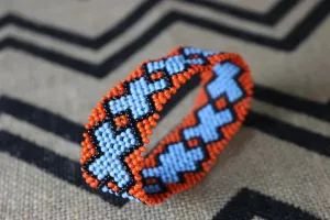 Art# K124  4  inch Original Kayapo Traditional Peyote stitch Beaded Bracelet from Brazil.
