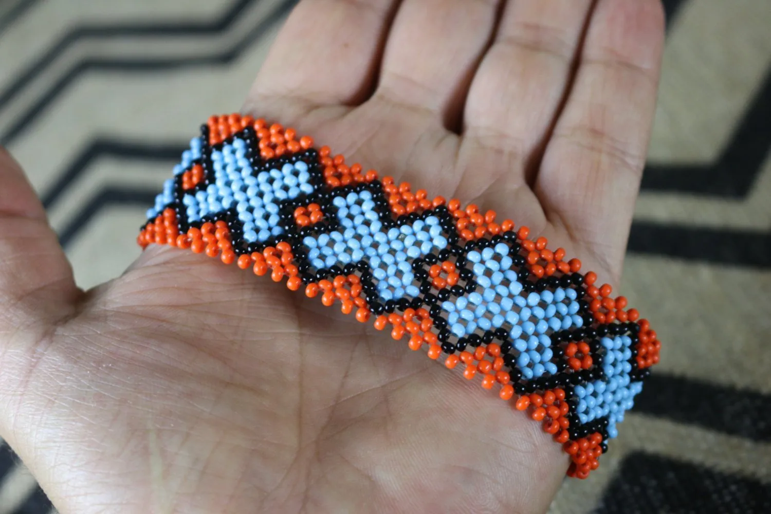 Art# K124  4  inch Original Kayapo Traditional Peyote stitch Beaded Bracelet from Brazil.