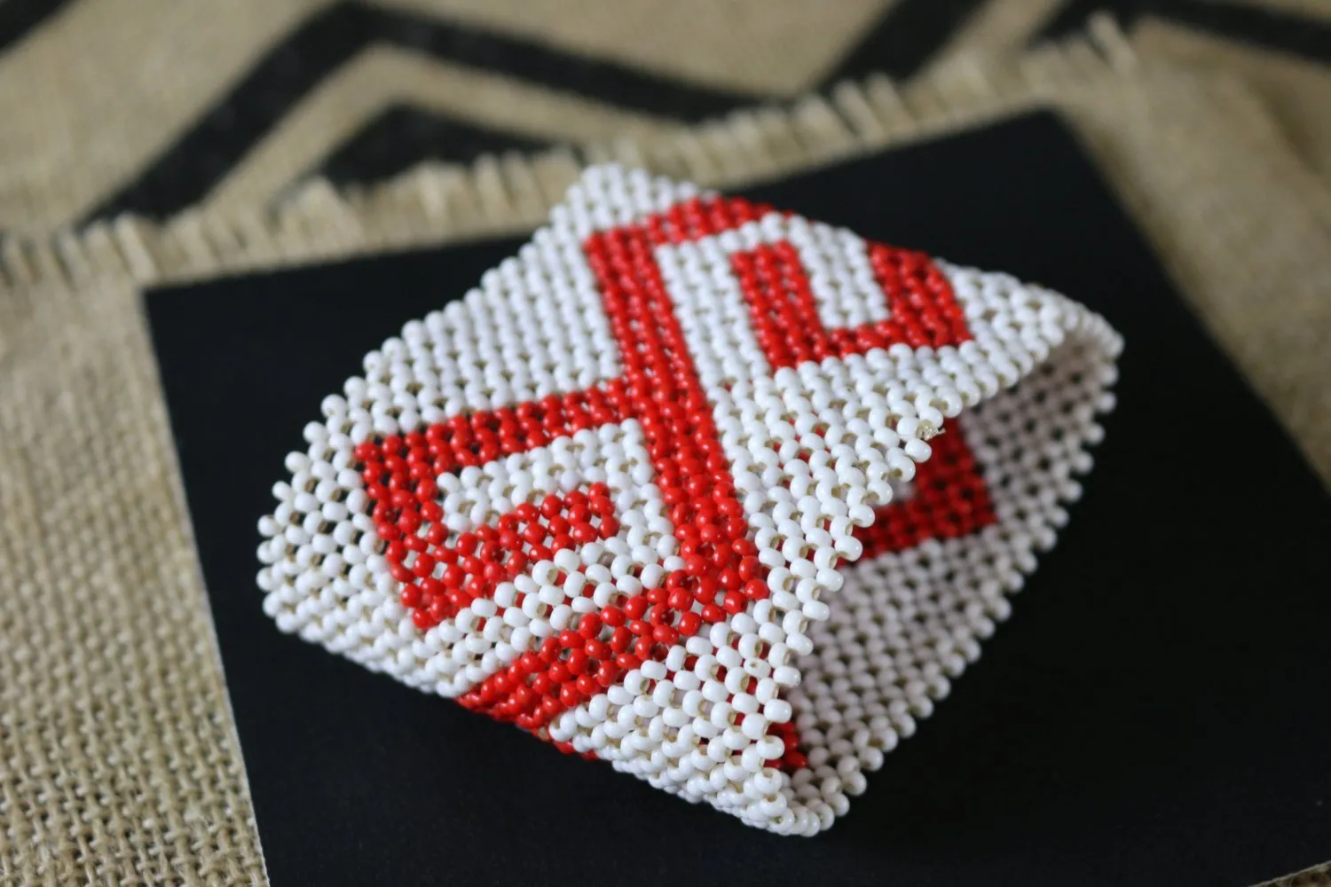 Art# K166  3  inch Original Kayapo Traditional Peyote stitch Beaded Bracelet from Brazil.