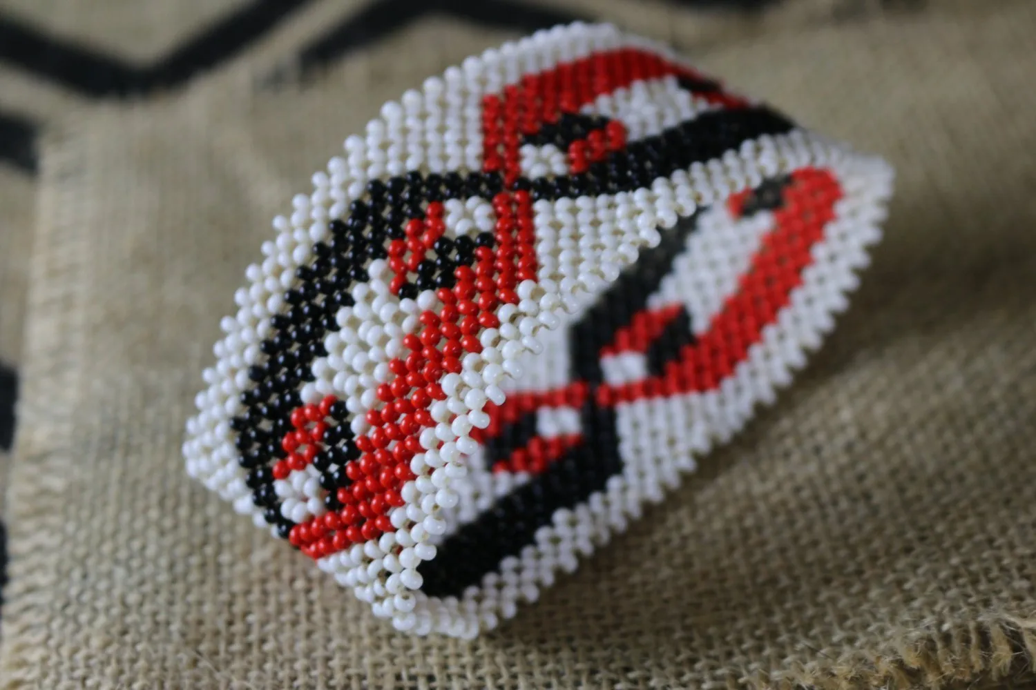 Art# K189  4 inch. Original Kayapo Traditional Peyote stitch Beaded Bracelet from Brazil.