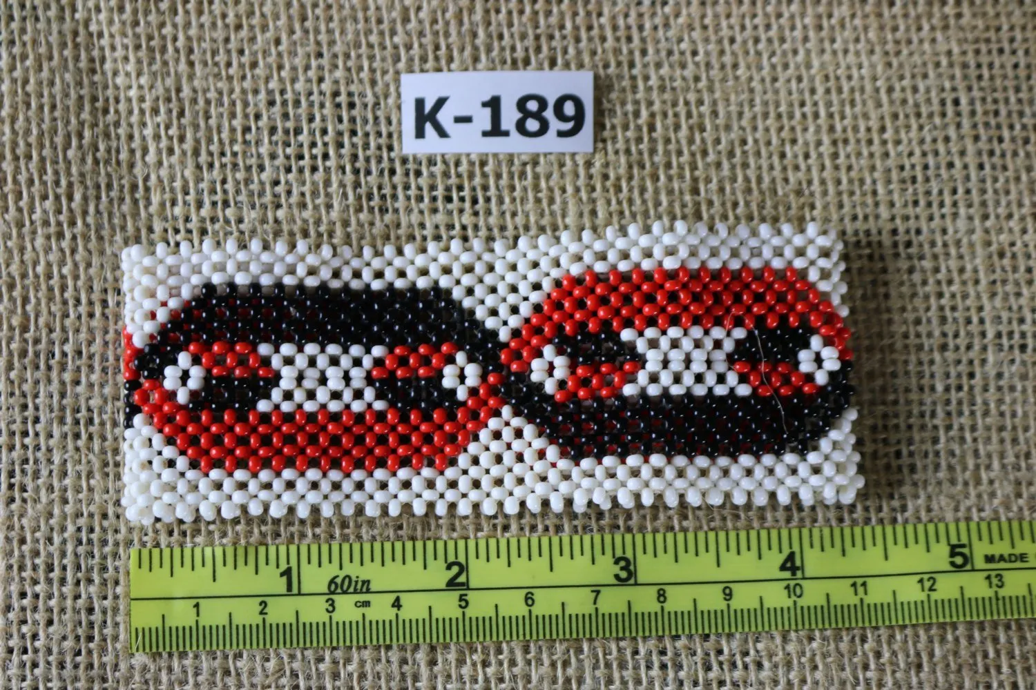 Art# K189  4 inch. Original Kayapo Traditional Peyote stitch Beaded Bracelet from Brazil.