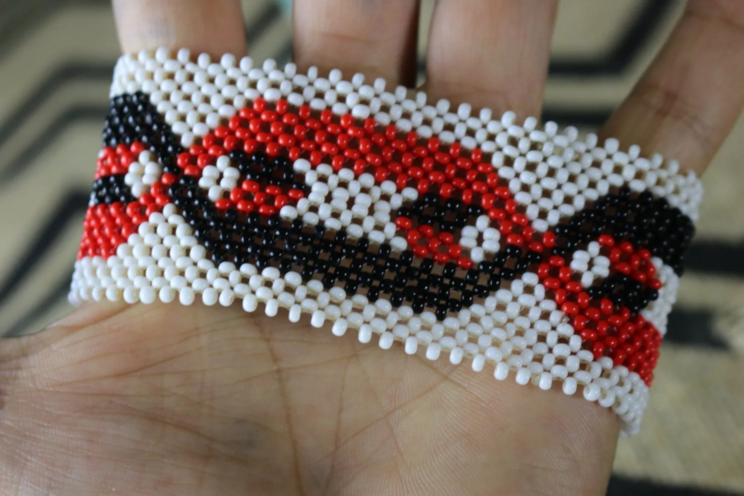 Art# K189  4 inch. Original Kayapo Traditional Peyote stitch Beaded Bracelet from Brazil.