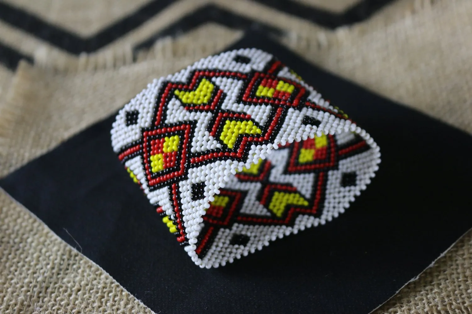 Art# K191  3 inch. Original Kayapo Traditional Peyote stitch Beaded Bracelet from Brazil.
