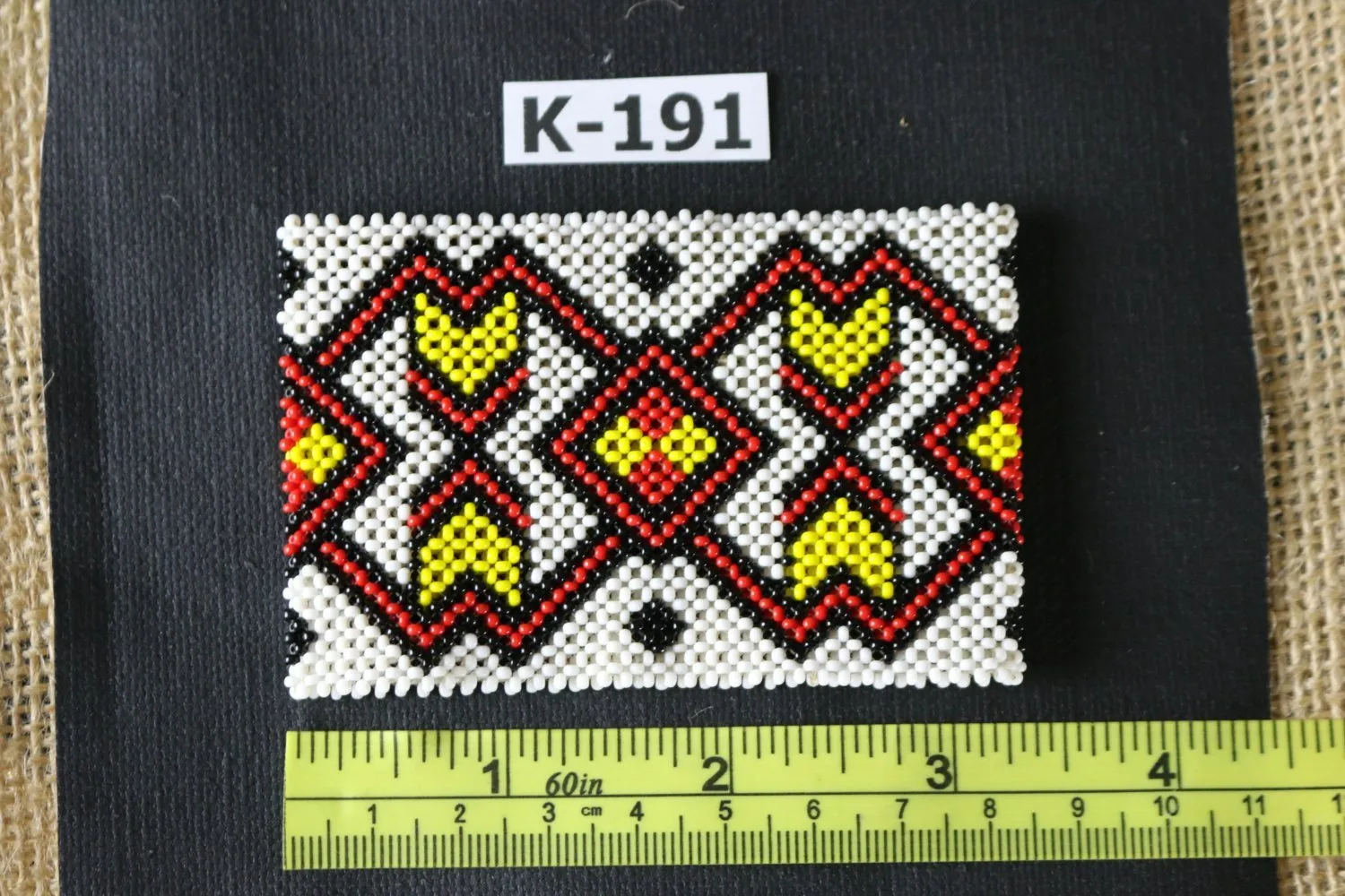 Art# K191  3 inch. Original Kayapo Traditional Peyote stitch Beaded Bracelet from Brazil.