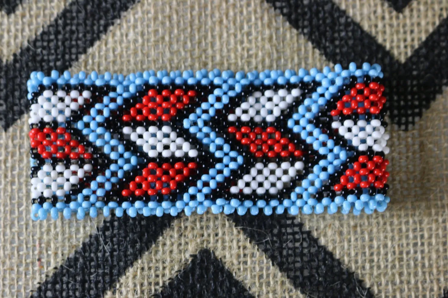 Art# K197  3.5  inch. Original Kayapo Traditional Peyote stitch Beaded Bracelet from Brazil.
