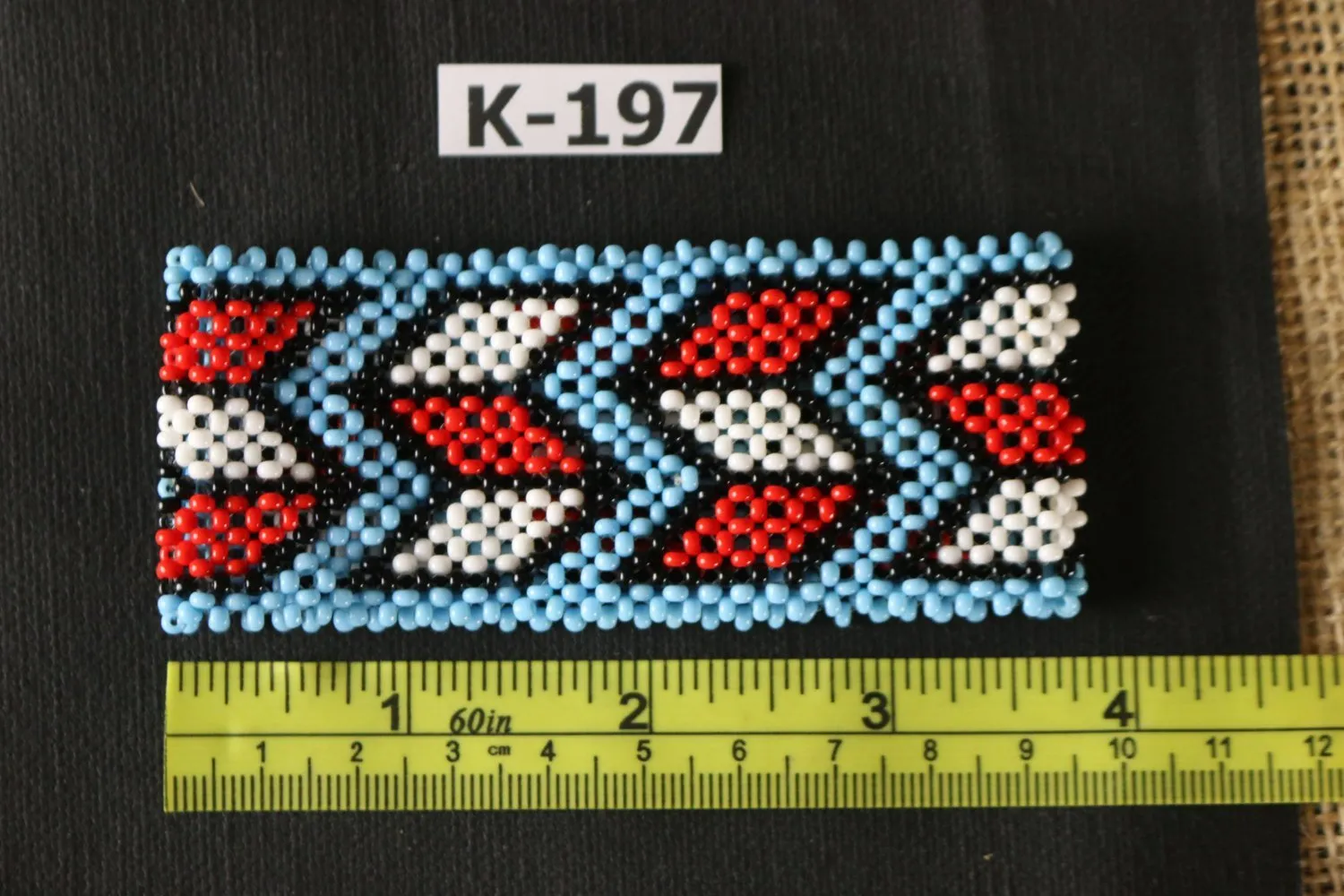 Art# K197  3.5  inch. Original Kayapo Traditional Peyote stitch Beaded Bracelet from Brazil.