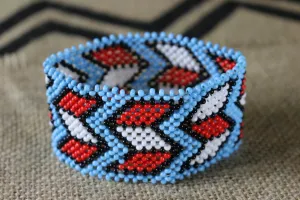 Art# K197  3.5  inch. Original Kayapo Traditional Peyote stitch Beaded Bracelet from Brazil.