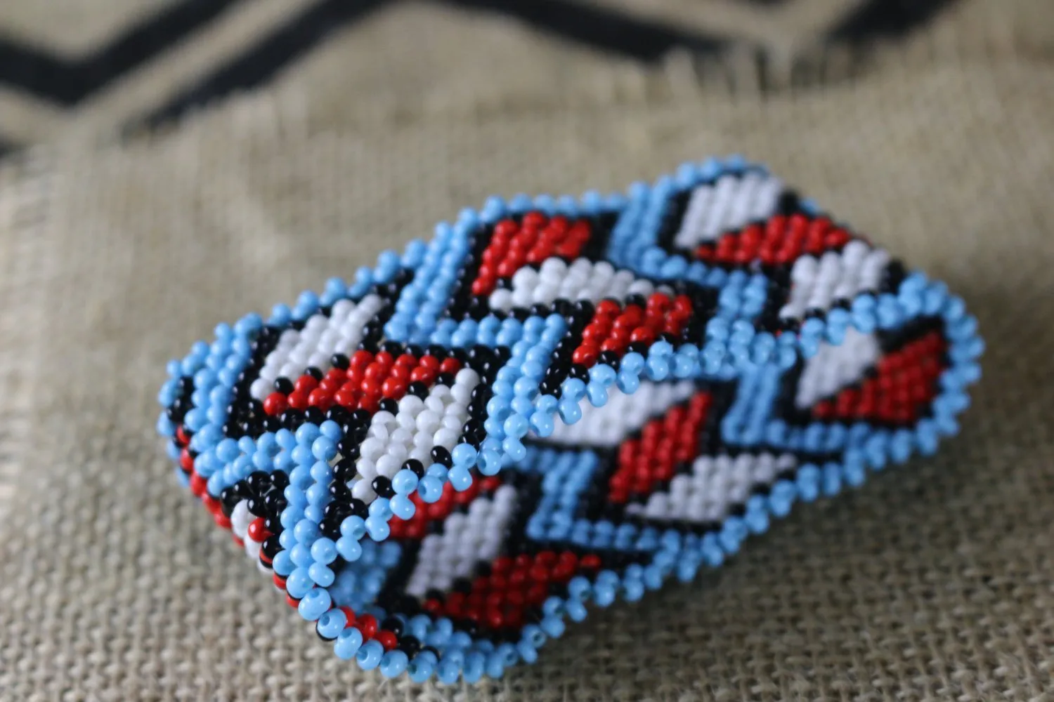 Art# K197  3.5  inch. Original Kayapo Traditional Peyote stitch Beaded Bracelet from Brazil.