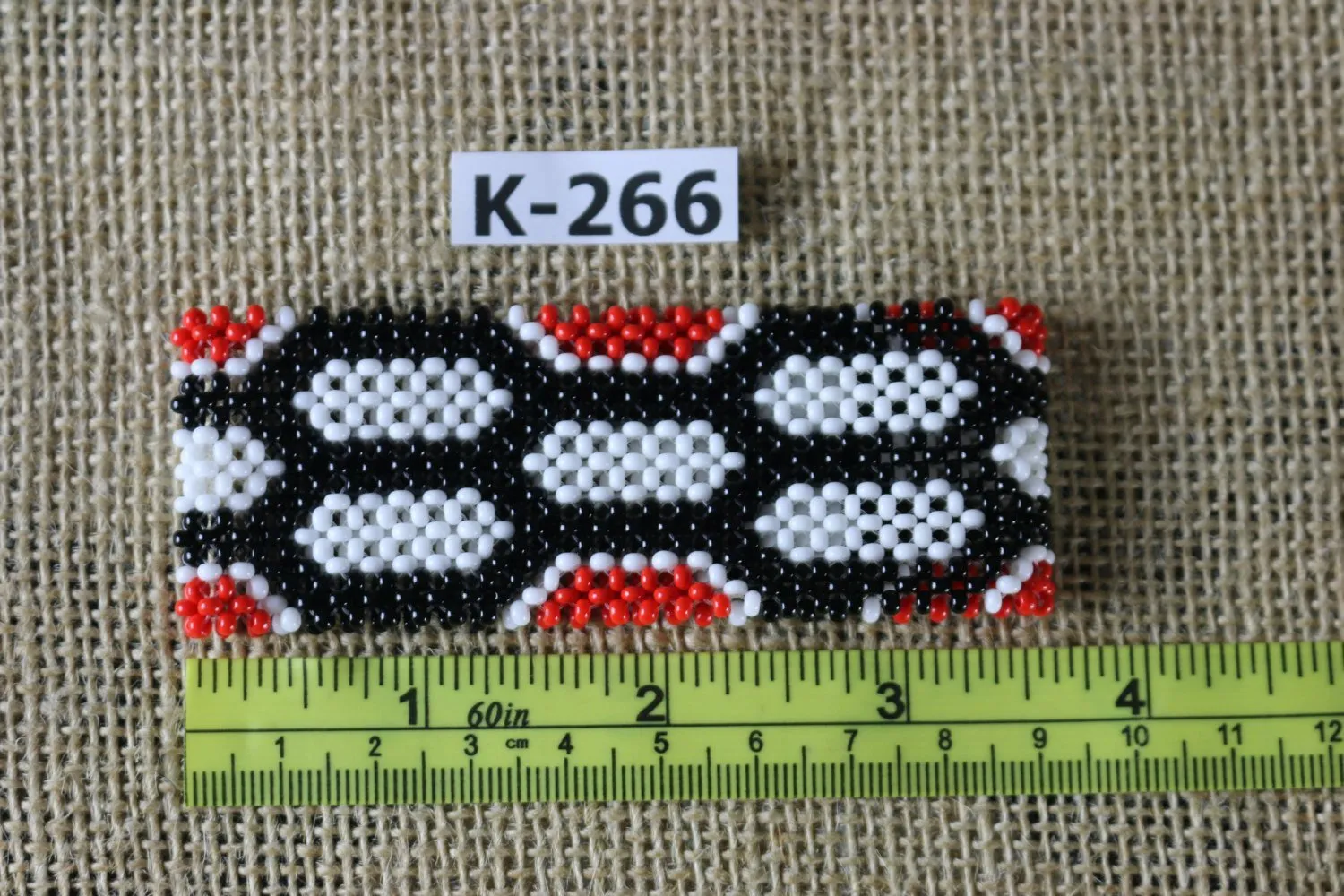 Art# K266  3.5  inch. Original Kayapo Traditional Peyote stitch Beaded Bracelet from Brazil.