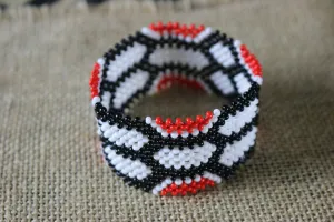 Art# K266  3.5  inch. Original Kayapo Traditional Peyote stitch Beaded Bracelet from Brazil.