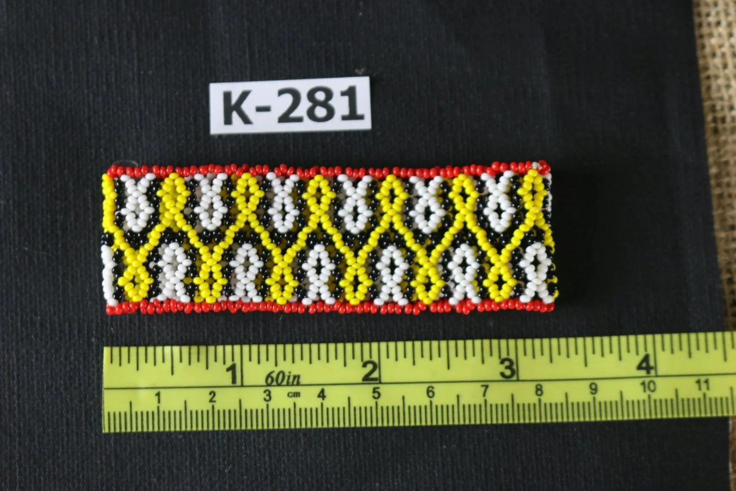 Art# K281  3  inch. Original Kayapo Traditional Peyote stitch Beaded Bracelet from Brazil.