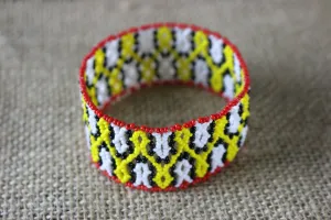 Art# K281  3  inch. Original Kayapo Traditional Peyote stitch Beaded Bracelet from Brazil.