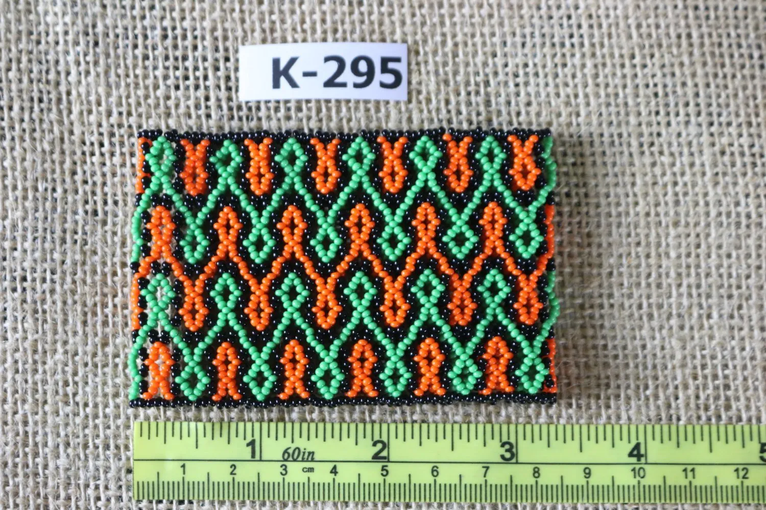 Art# K295  3  inch. Original Kayapo Traditional Peyote stitch Beaded Bracelet from Brazil.