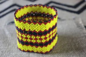 Art# K301  4   inch. Original Kayapo Traditional Peyote stitch Beaded Bracelet from Brazil.