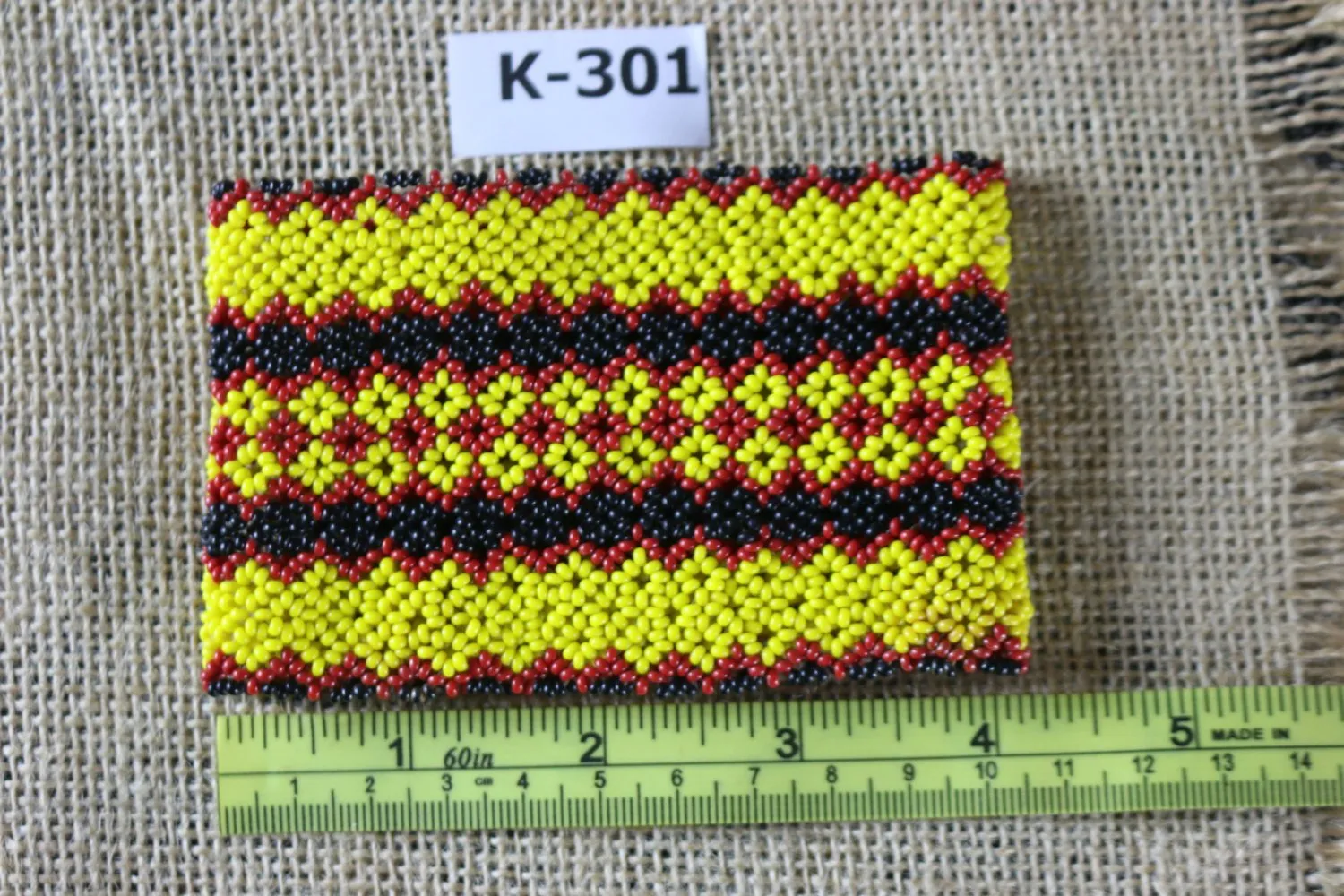 Art# K301  4   inch. Original Kayapo Traditional Peyote stitch Beaded Bracelet from Brazil.