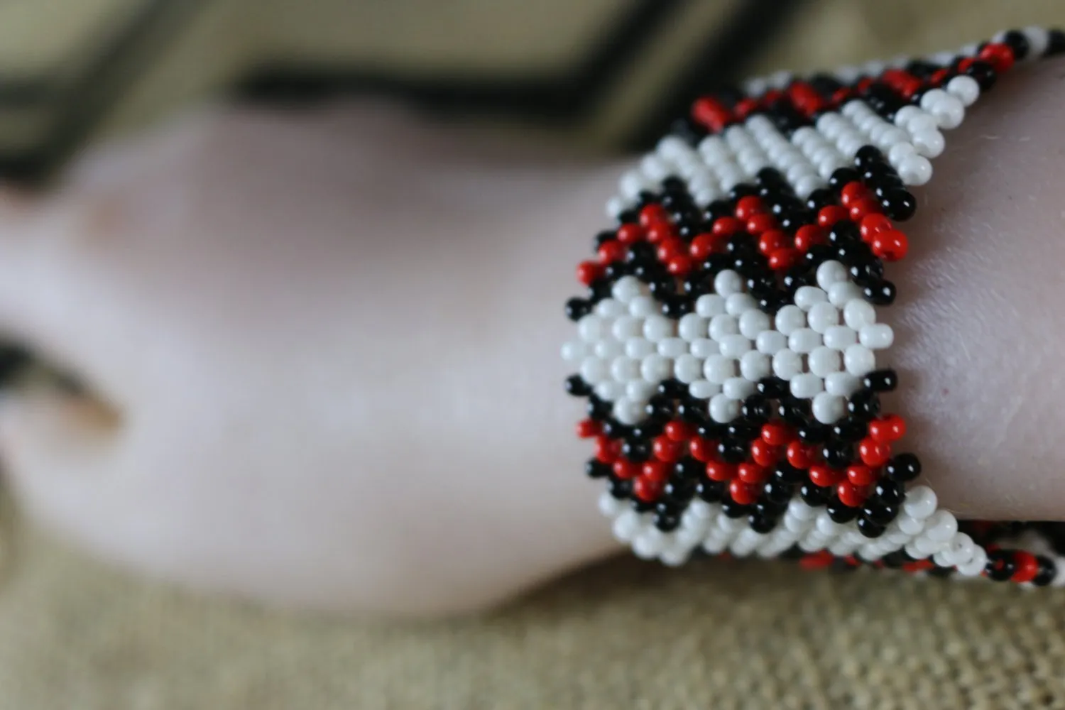 Art# K356  3.5  inch. Original Kayapo Traditional Peyote stitch Beaded Bracelet from Brazil