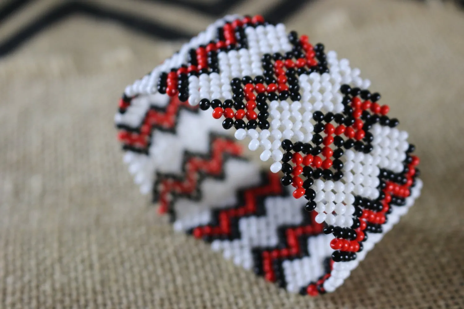 Art# K356  3.5  inch. Original Kayapo Traditional Peyote stitch Beaded Bracelet from Brazil