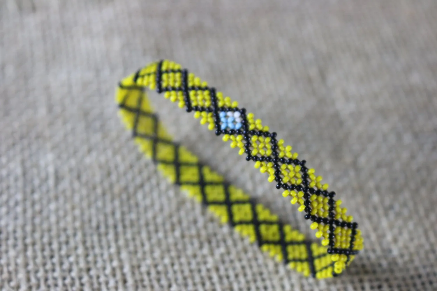 Art# K368  3   inch. Original Kayapo Traditional Peyote stitch Beaded Bracelet from Brazil