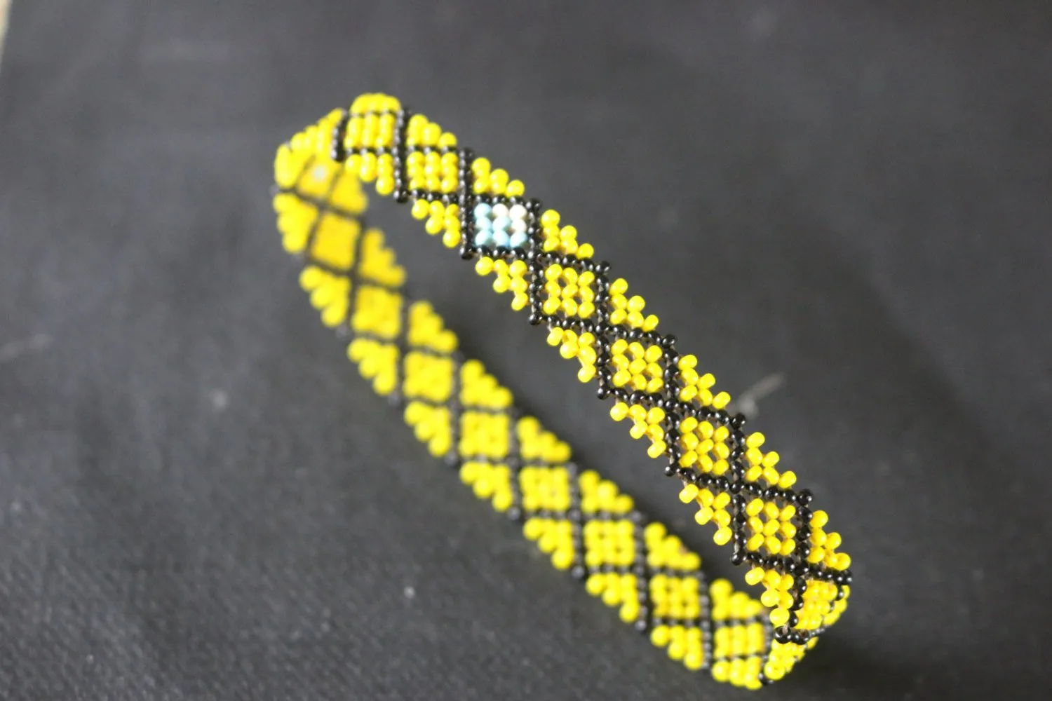 Art# K368  3   inch. Original Kayapo Traditional Peyote stitch Beaded Bracelet from Brazil