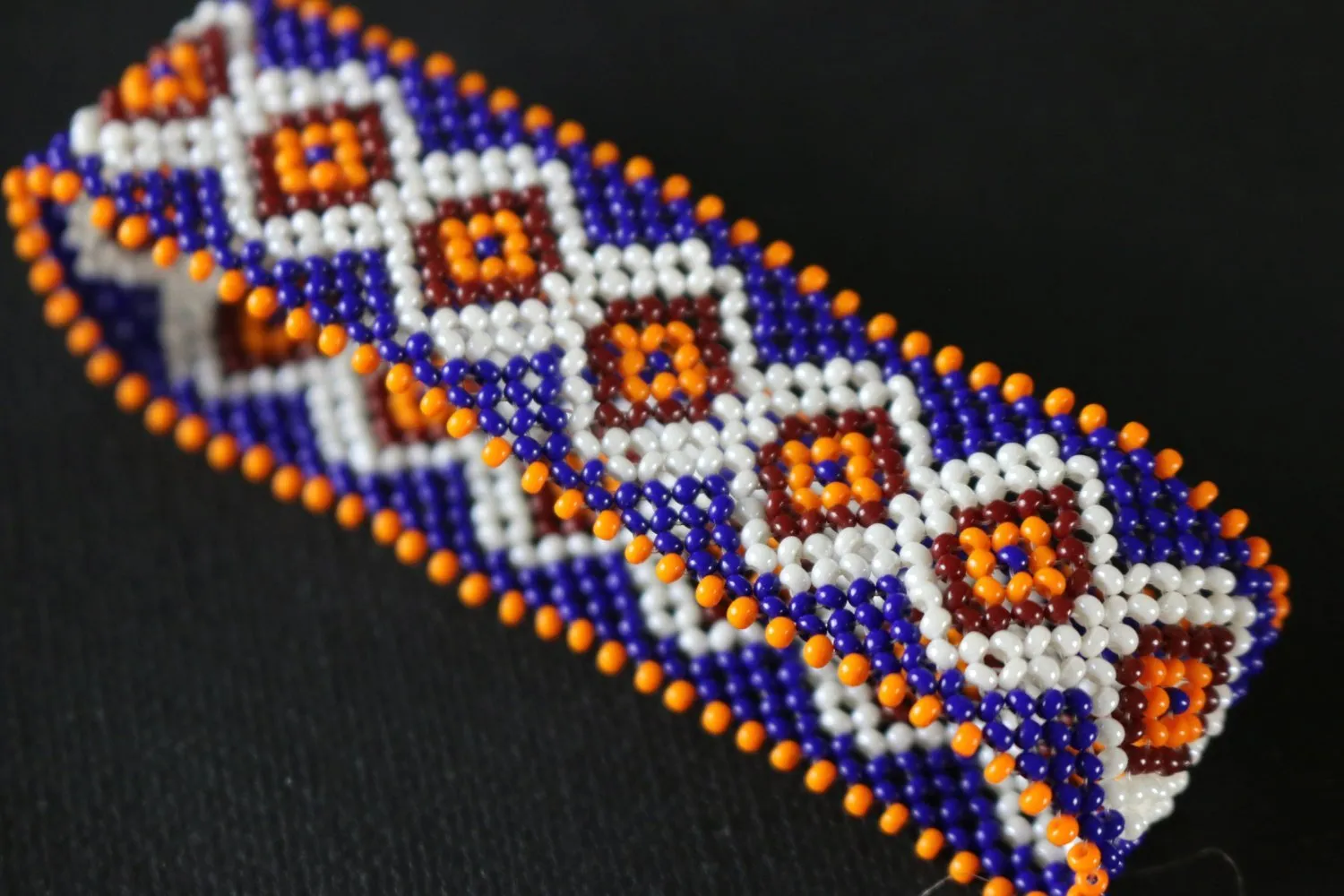 Art# K383  3  inch. Original Kayapo Traditional Peyote stitch Beaded Bracelet from Brazil