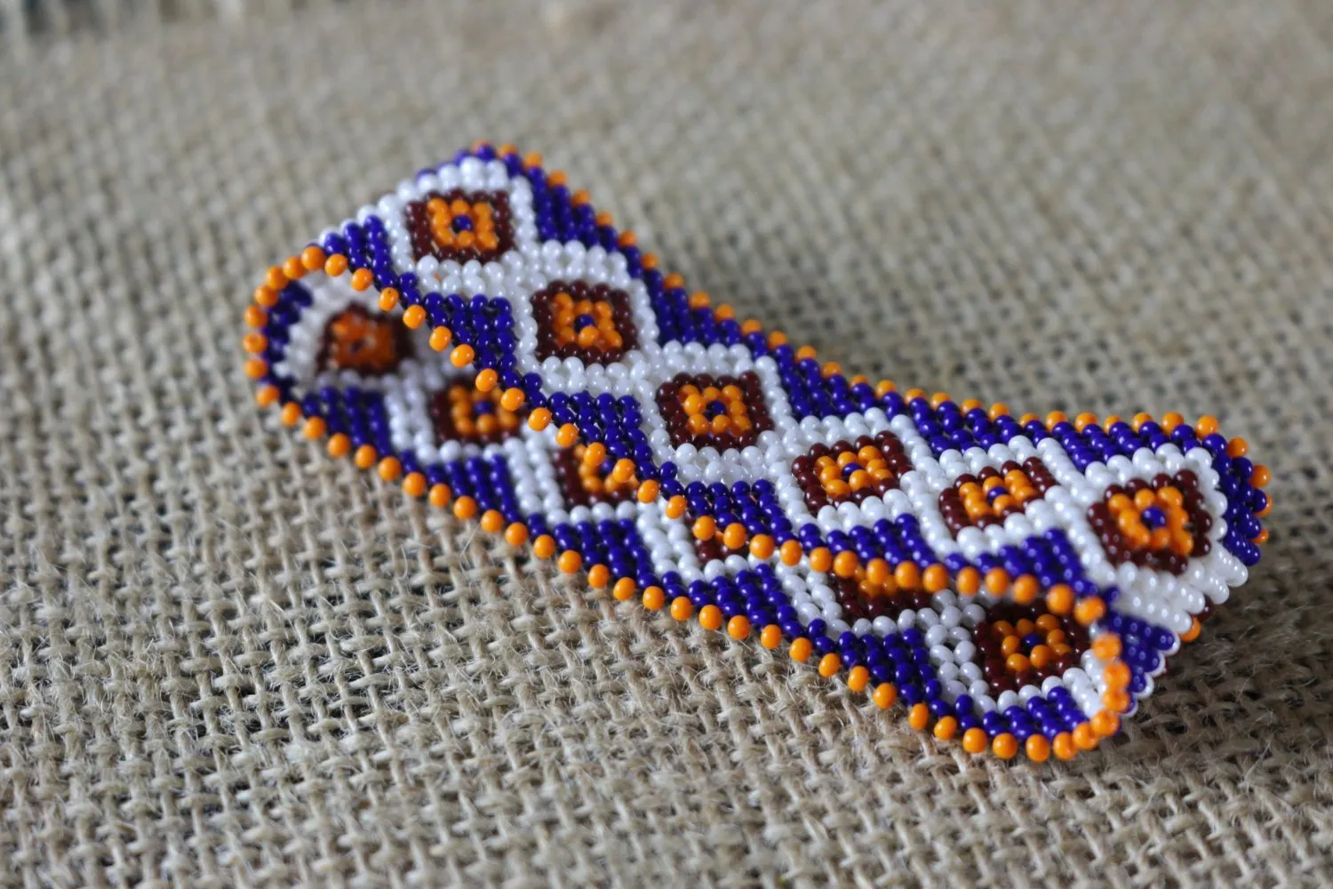 Art# K383  3  inch. Original Kayapo Traditional Peyote stitch Beaded Bracelet from Brazil