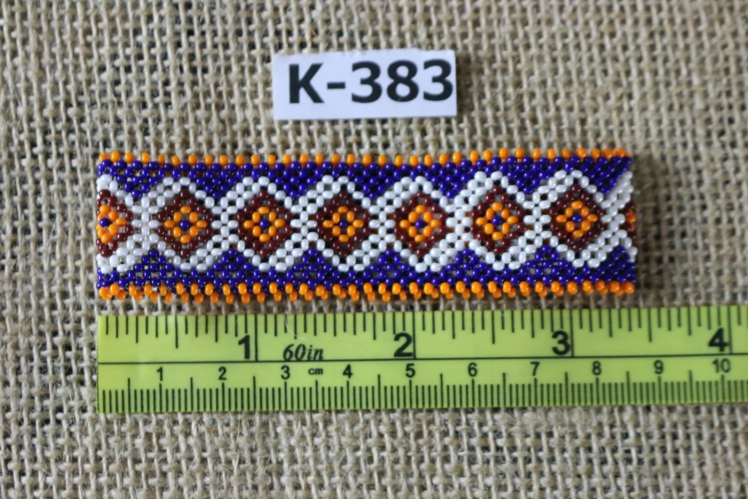 Art# K383  3  inch. Original Kayapo Traditional Peyote stitch Beaded Bracelet from Brazil