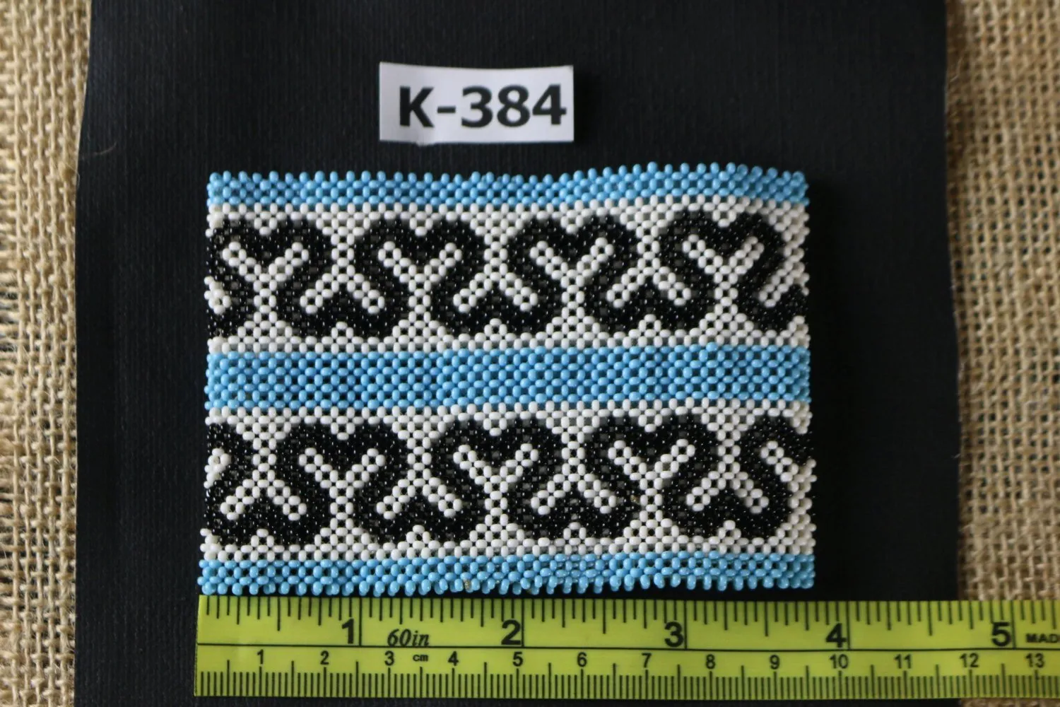 Art# K384  3.5  inch. Original Kayapo Traditional Peyote stitch Beaded Bracelet from Brazil