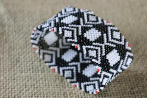 Art# K407 3  inch. Original Kayapo Traditional Peyote stitch Beaded Bracelet from Brazil