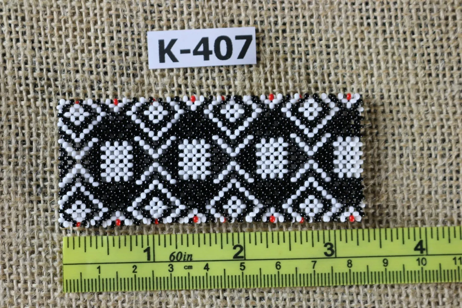 Art# K407 3  inch. Original Kayapo Traditional Peyote stitch Beaded Bracelet from Brazil