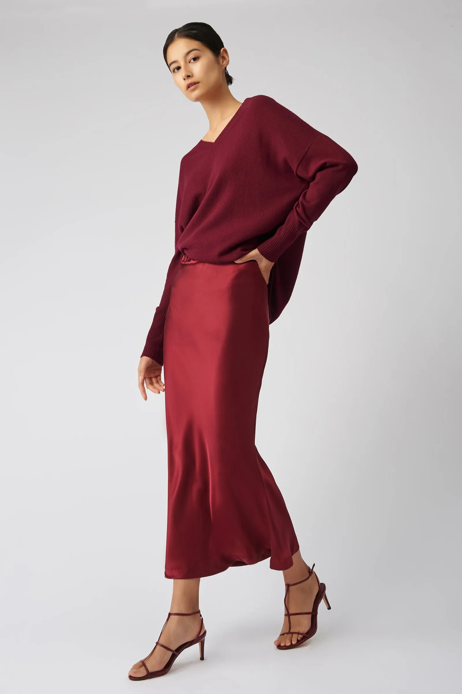 Bias Silk Skirt - Bordeaux