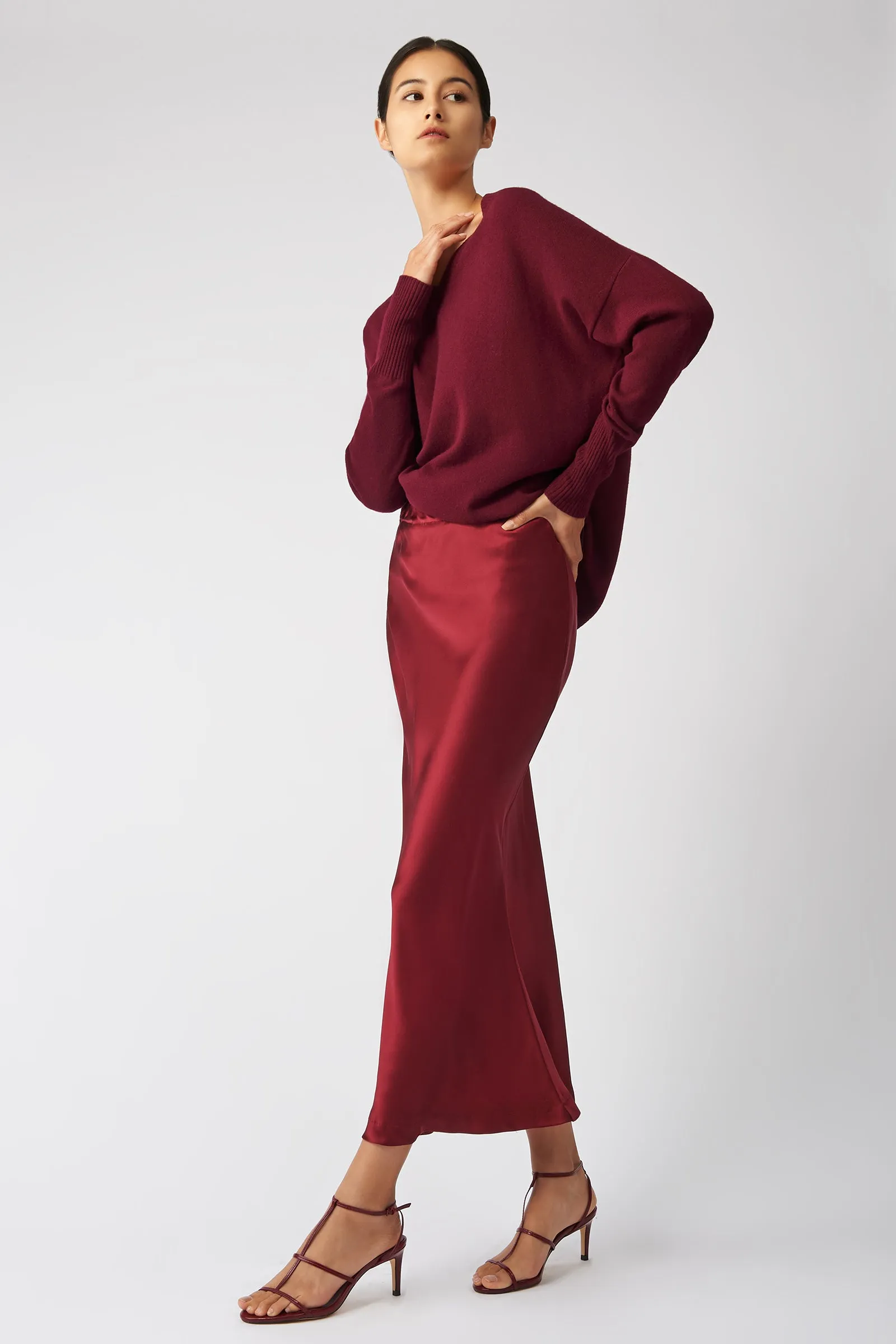 Bias Silk Skirt - Bordeaux