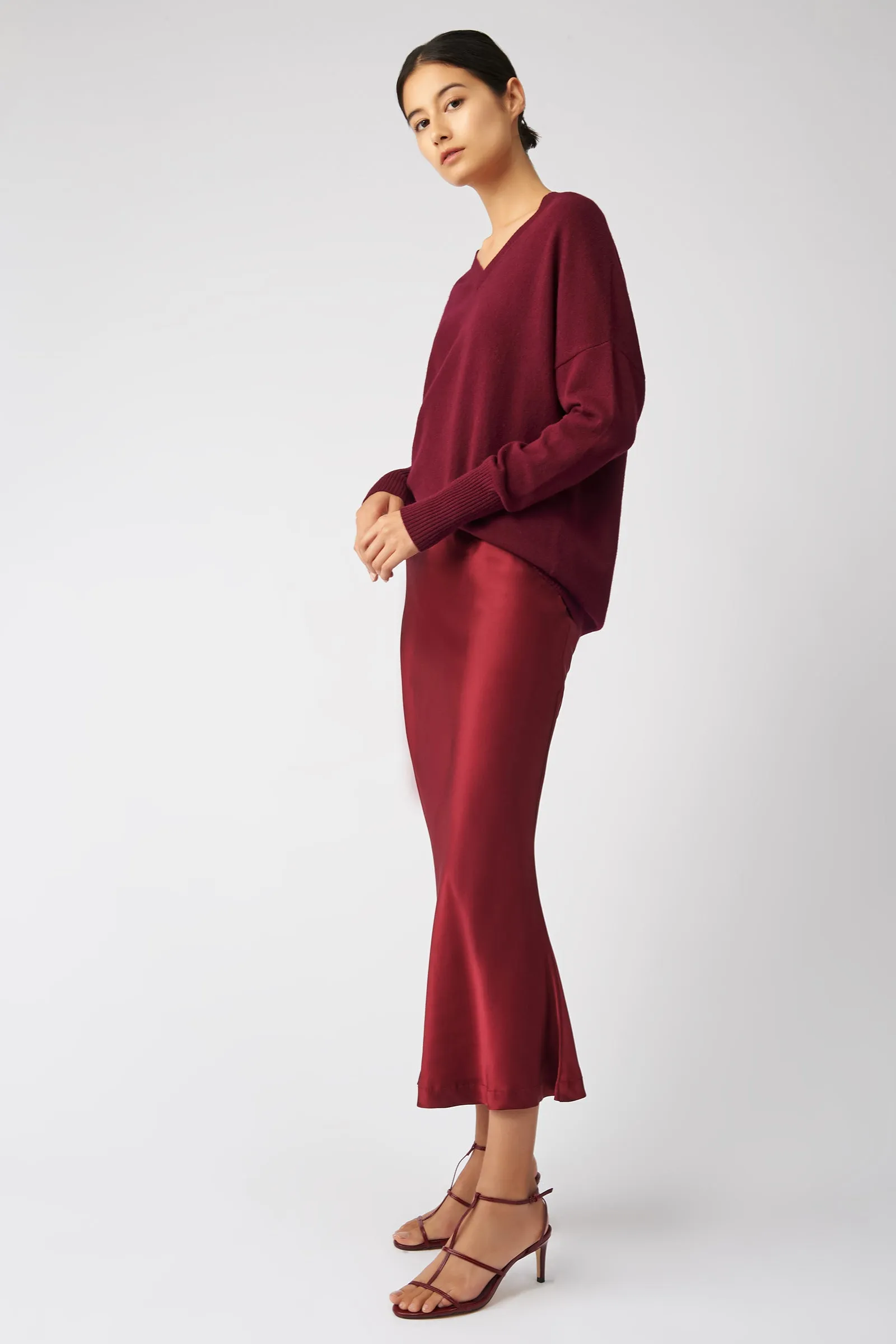 Bias Silk Skirt - Bordeaux
