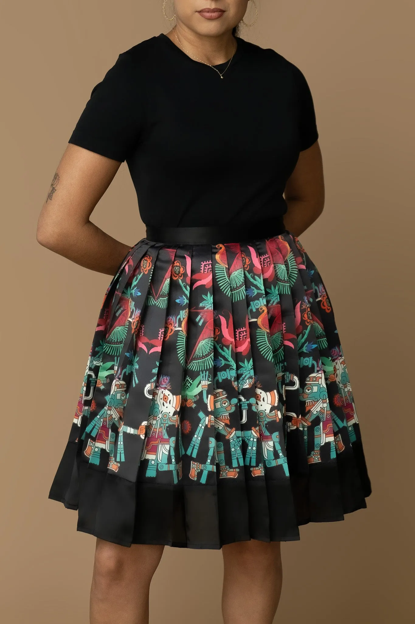 Black Amate Pleated Skirt