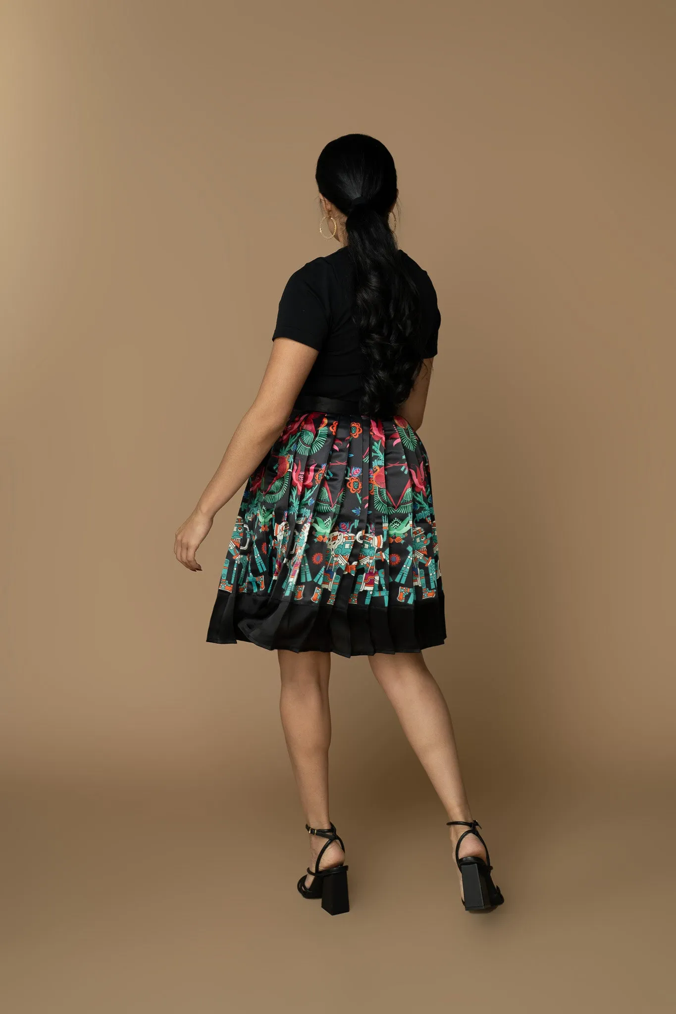Black Amate Pleated Skirt