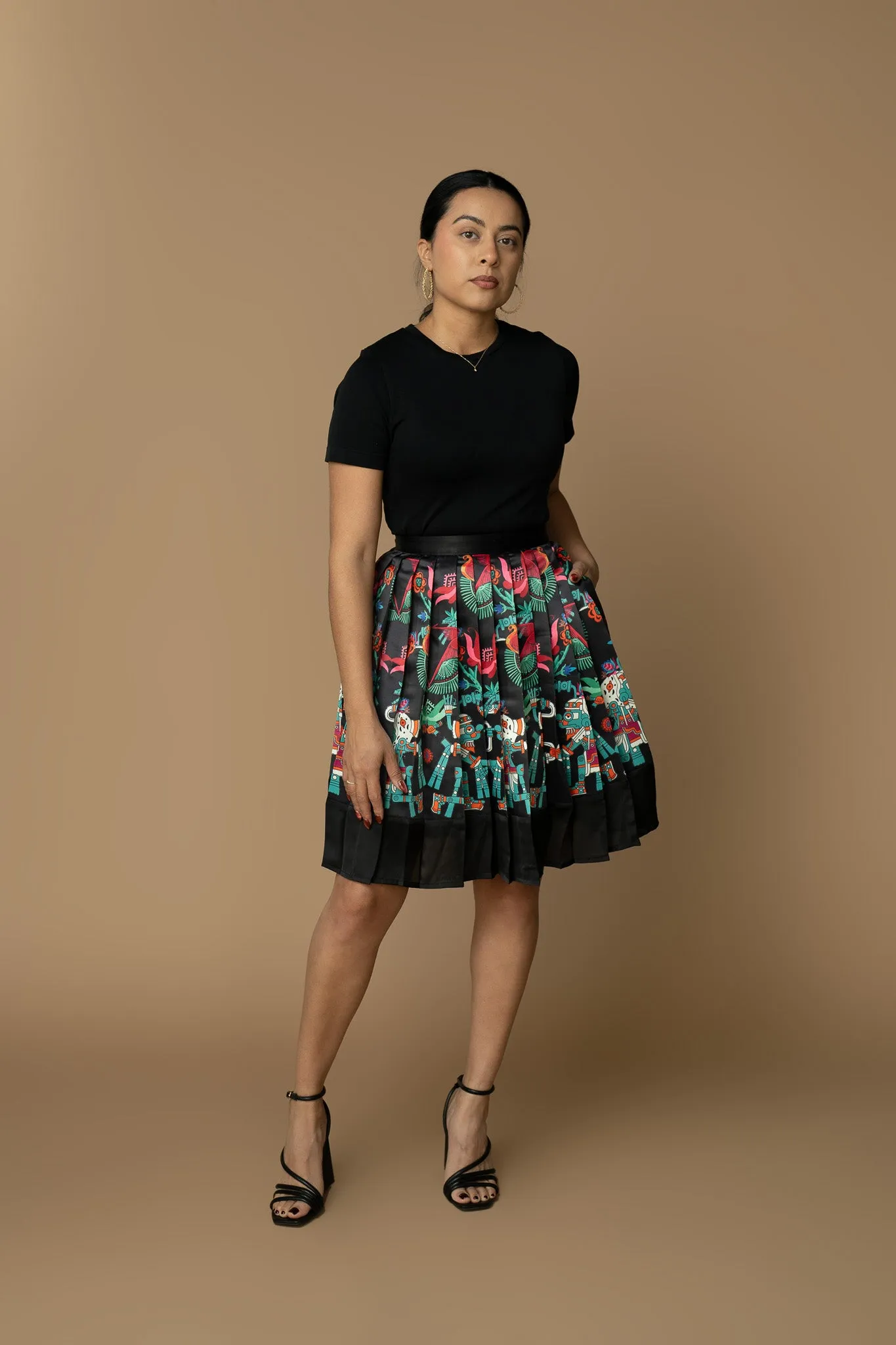 Black Amate Pleated Skirt
