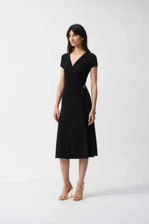 Black Flowy Wrap Dress Style 251250